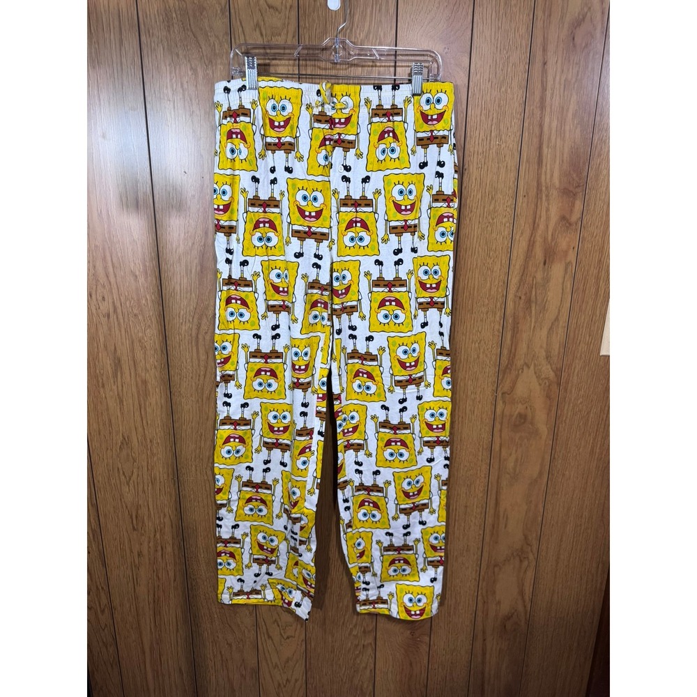 Nickelodeon SpongeBob SquarePants Pajama Pants Mens XL White Yellow Lounge Sleep